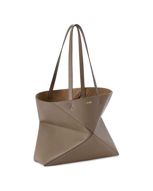 Loewe Brown Puzzle Fold Medium Leather Tote