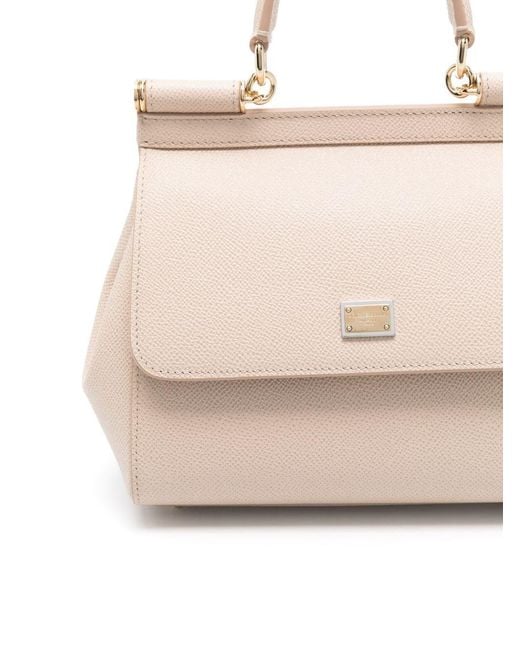 Dolce & Gabbana Natural Mini Front Flap Bag With Double Magnet Closure