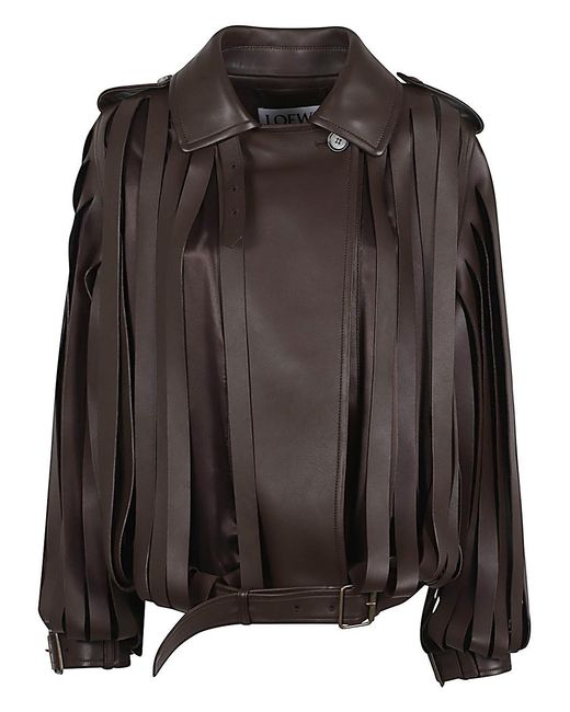 Loewe Brown Leather Belted Jacket
