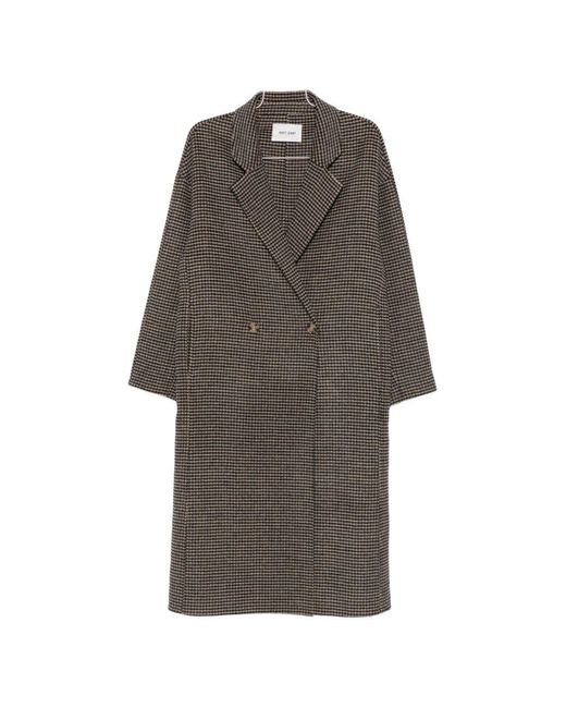 Soft Goat Gray Wool Double-Breasted Coat