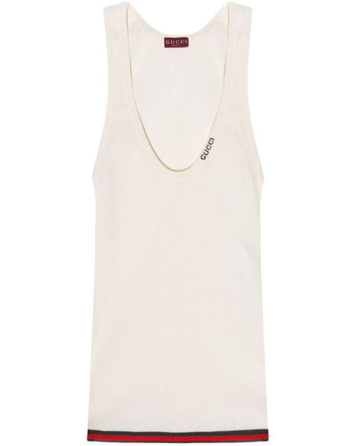 Gucci White Logo Tank Top for men