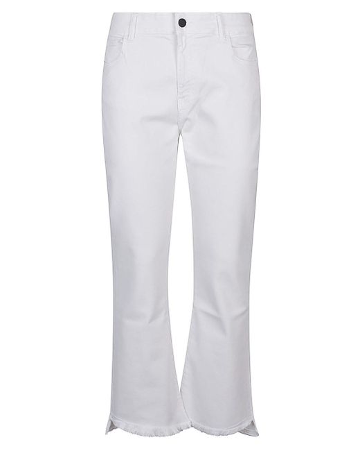 Jeans Cropped A Zampa In Denim di Liviana Conti in White