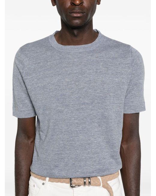 Brunello Cucinelli Gray Linen Blend Sweater for men