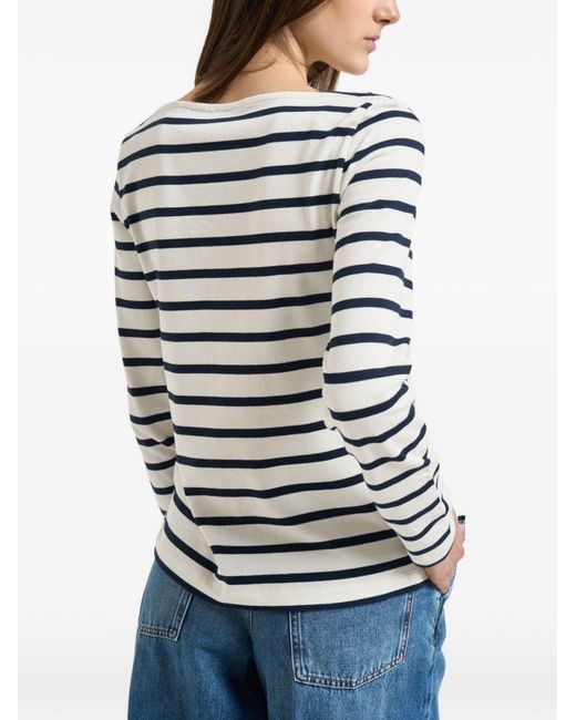 Semicouture Blue Carmelita Striped Cotton Sweater