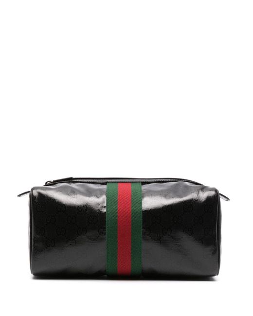 Gucci Black GG Crystal-canvas Leather Wash Bag for men