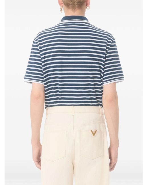 Valentino Blue Vlogo Signature Piquet Cotton Polo Shirt for men