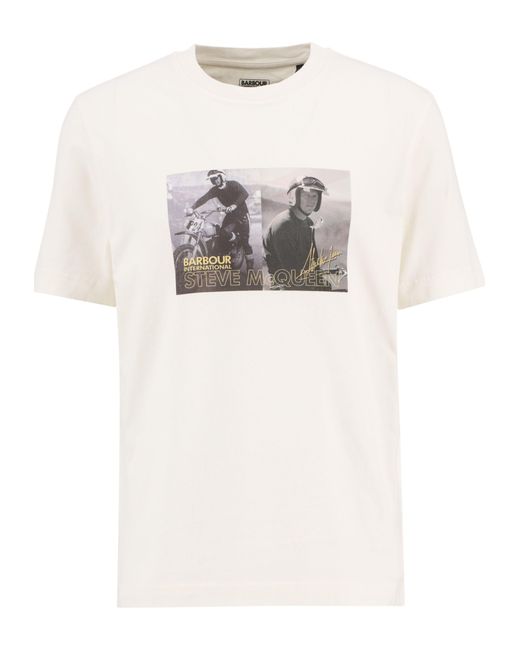 Barbour White Printed T-Shirt for men