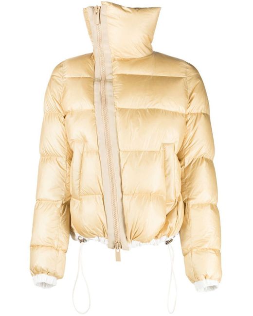 Sacai Hooded Puffer Jacket in Yellow (Natural) | Lyst