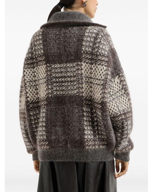 Brunello Cucinelli Black Wool Zipped Cardigan