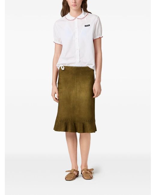 Miu Miu White Embroidered Cotton Shirt