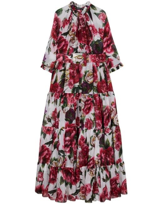Samantha Sung Red Floral Print Long Dress