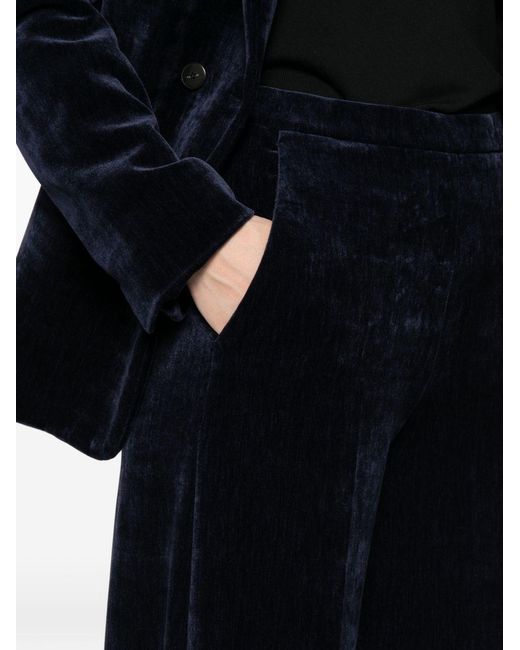 Forte_forte Blue Velvet High-Waisted Trousers