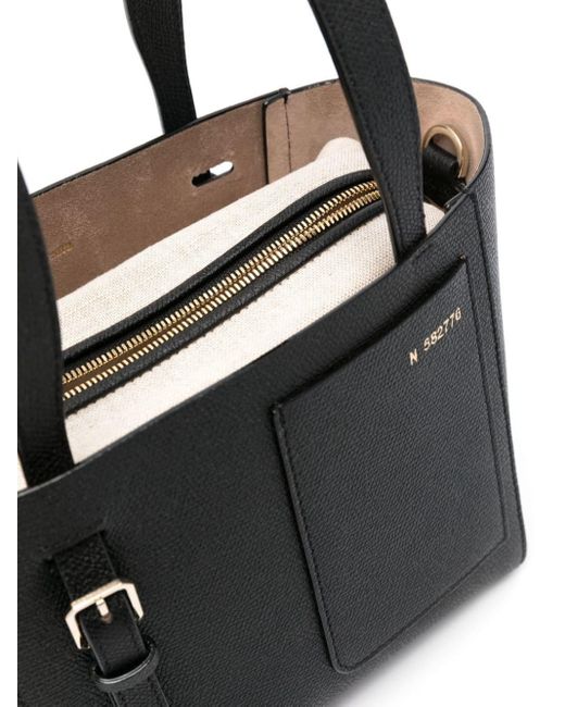 Valextra Black Soft Bucket Micro Leather Tote Bag