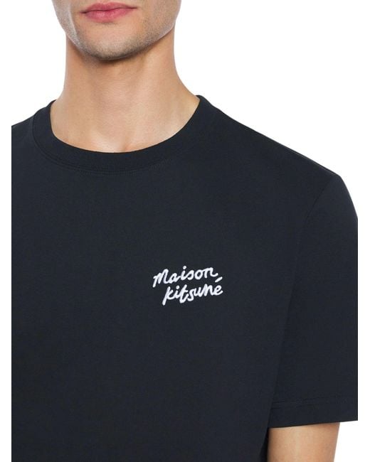 Maison Kitsuné Blue Handwriting Comfort Fit T-Shirt for men