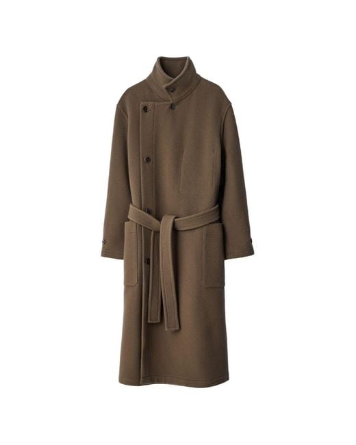 Lemaire Brown Wool Wrap Coat for men