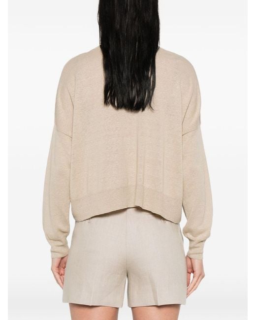 Base London Natural Linen And Cotton Blend Cardigan