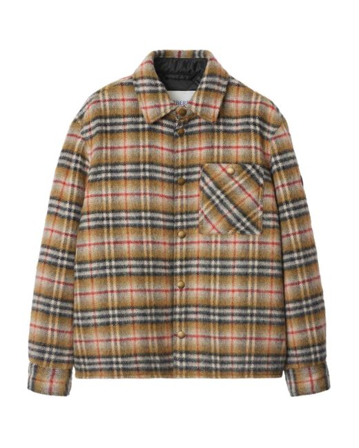 Burberry Brown Check Wool Overshirt for men