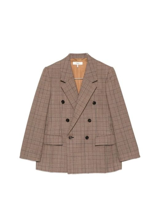 Chloé Brown Wool Double-Breasted Jacket