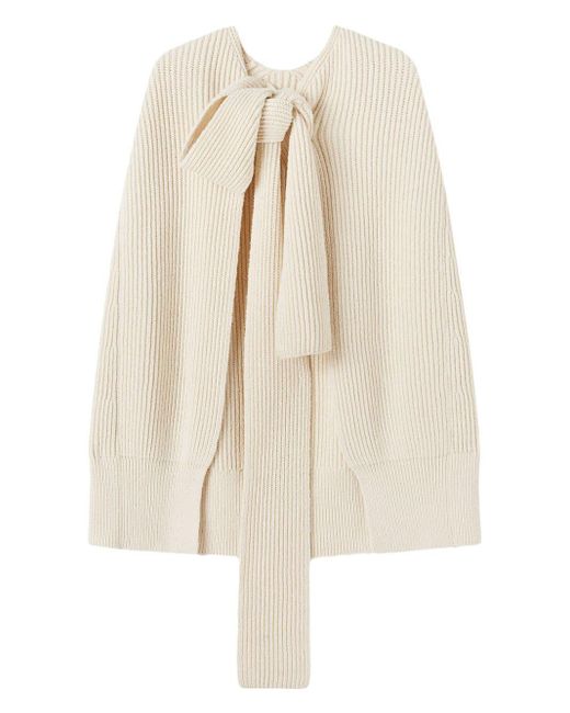 Jil Sander Natural Tie-fastening Knitted Cape
