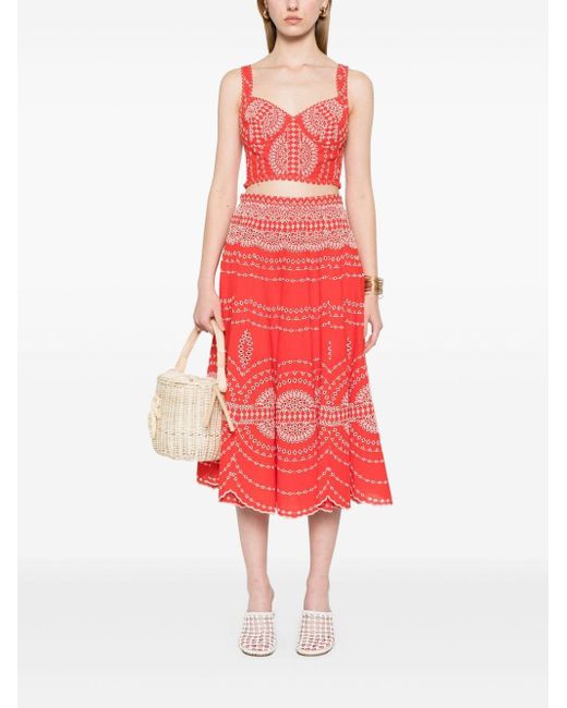 Charo Ruiz Red Livvy Midi Skirt