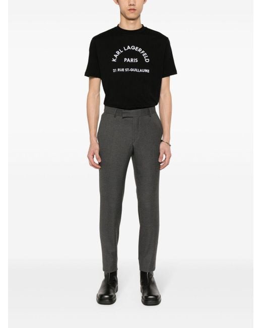 Karl Lagerfeld Black Logo-embroidered Cotton T-shirt for men