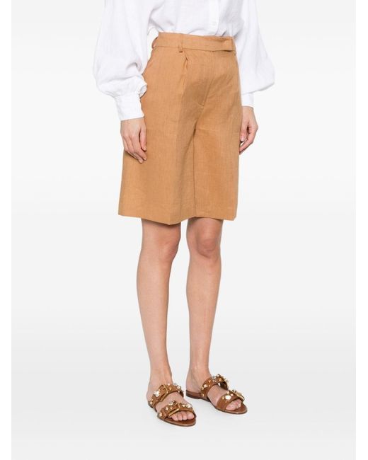 ACTUALEE Natural Linen Shorts