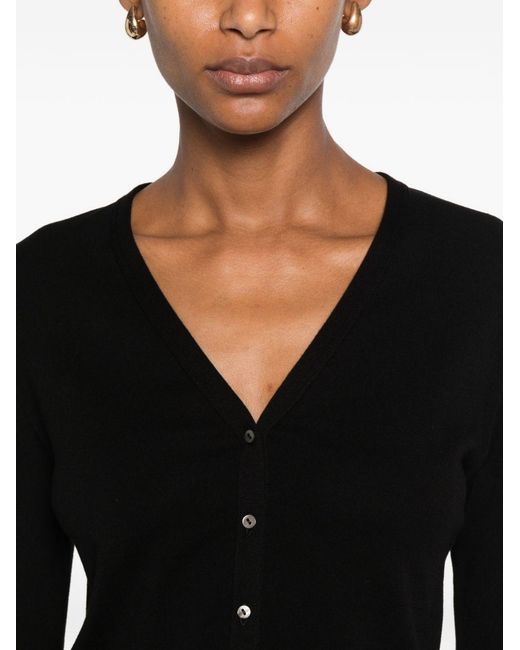The Row Black Creps V-Necked Sweater