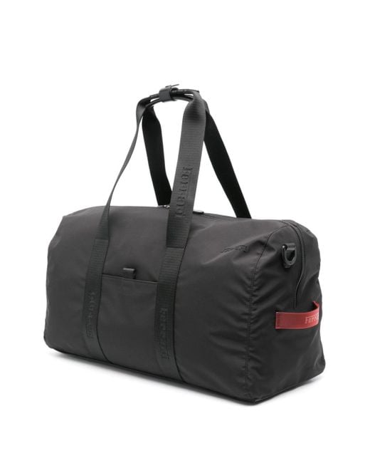 Ferrari Black Rubberised-logo Travel Bag for men