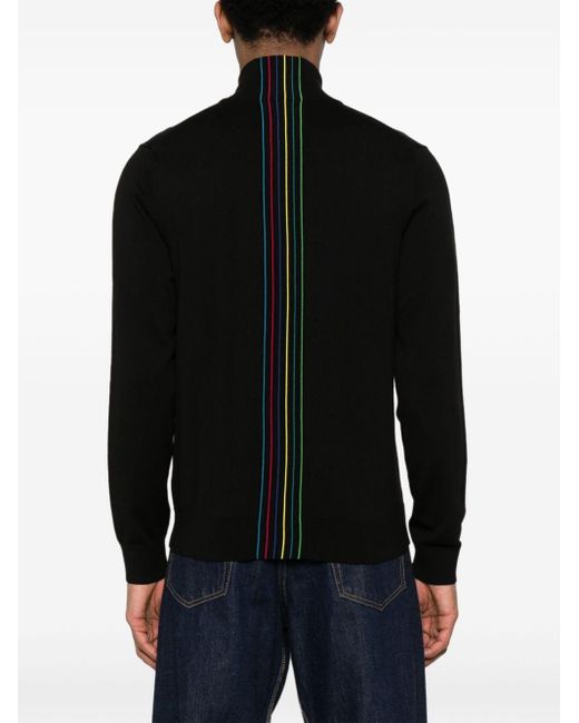 PS by Paul Smith Black Sports Stripe Organic Cotton Cardigan for men