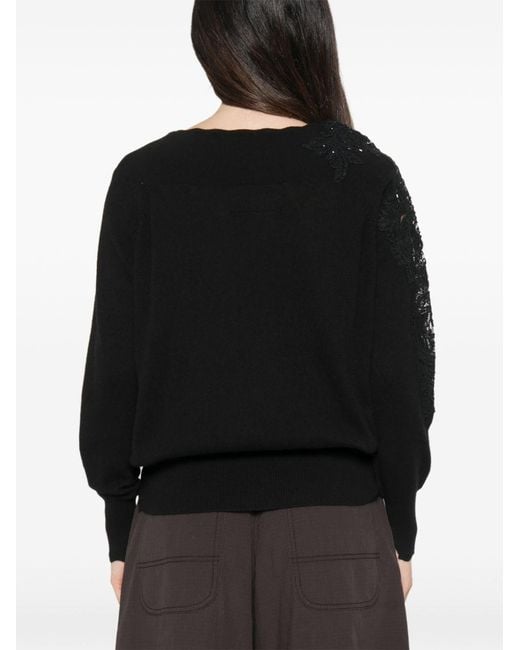 Ermanno Scervino Black Cashmere Crewneck Sweater