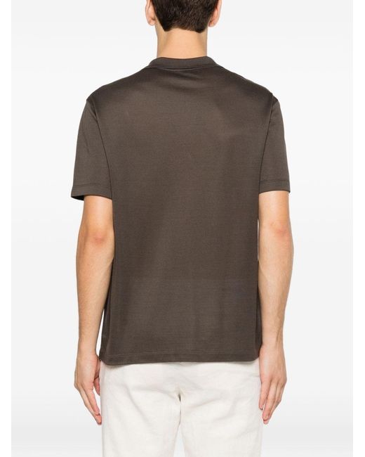 Brioni Gray Piquet Silk Polo Shirt for men