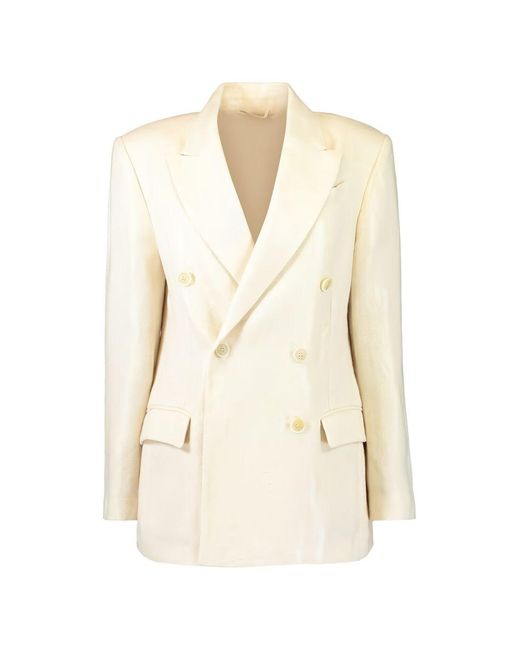 Brunello Cucinelli Natural Linen Double-Breasted Jacket