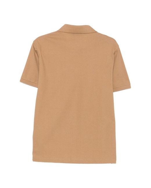 Emporio Armani Natural Chevron-Knit Short-Sleeve Polo Shirt for men