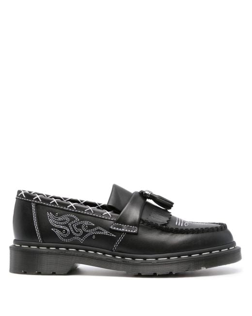 Dr. Martens Black Adrian Gothic Americana Leather Loafes