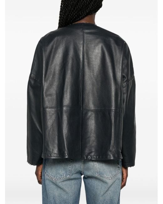 Forte_forte Black Leather Kimono Jacket