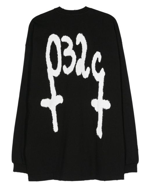 032c Black Logo-print Organic Cotton T-shirt for men