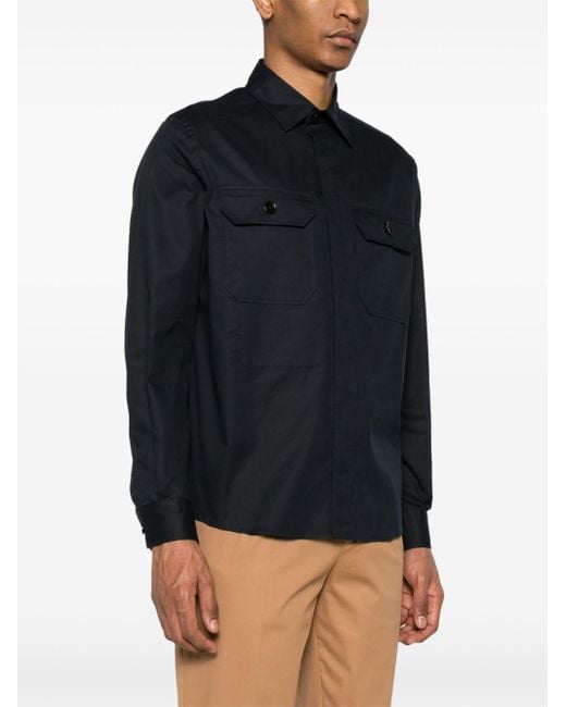 Zegna Camicia Con Logo in Blue for Men Lyst UK