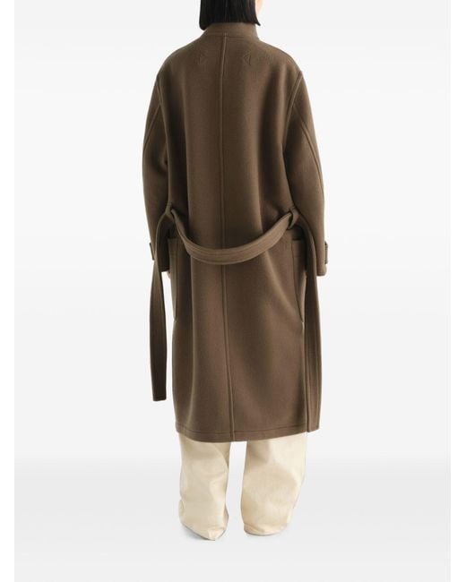 Lemaire Brown Wool Wrap Coat for men