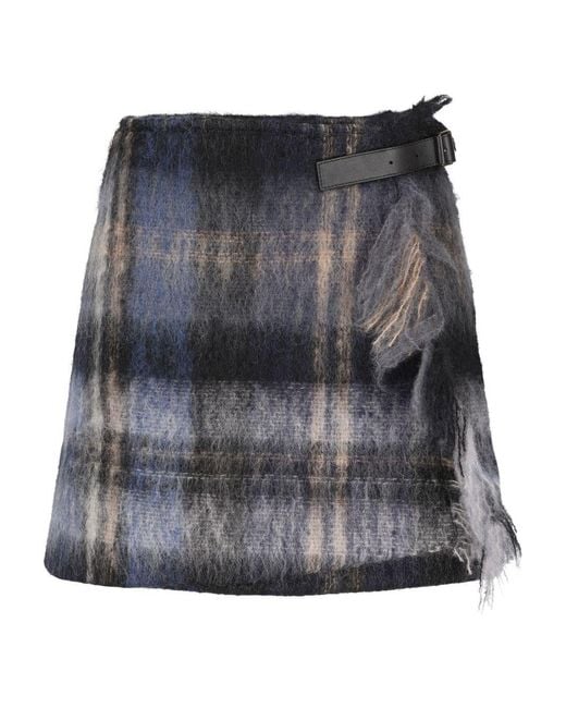 Loewe Gray Wool Blend Mini Skirt