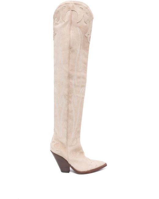 Sonora Boots White Santa Fe Suede Thigh-high Boots