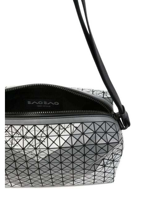 Issey Miyake Gray Geometric Panel Design Matte Finish Adjustable Shoulder Strap Bag for men
