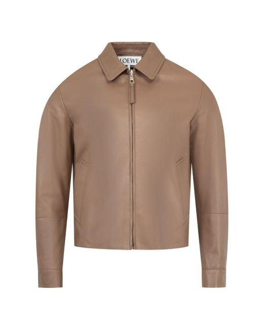 Loewe Brown Leather Zipped Jacket for men