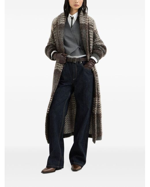 Brunello Cucinelli Gray Wool Long Cardigan