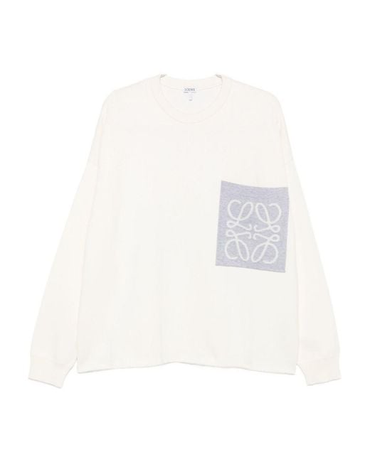 Loewe White Pocket Cotton Blend Sweater for men