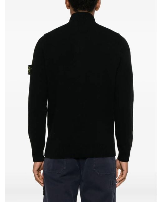 Stone Island Black Wool Turtleneck Sweater for men