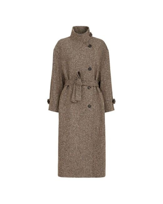 Brunello Cucinelli Brown Wool Long Coat