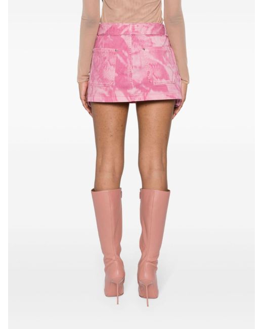 Blumarine Pink Camouflage Print Cargo Mini Skirt