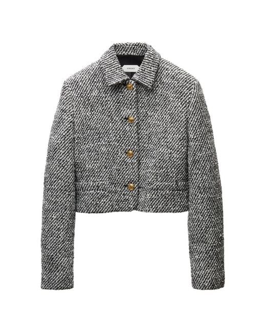 Versace Gray Bouclé Wool Jacket