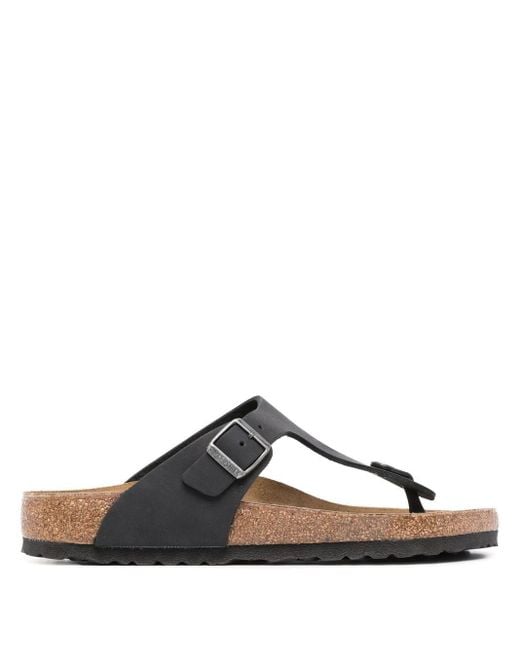 Birkenstock Black Gizeh Oiled Leather Sandals for men