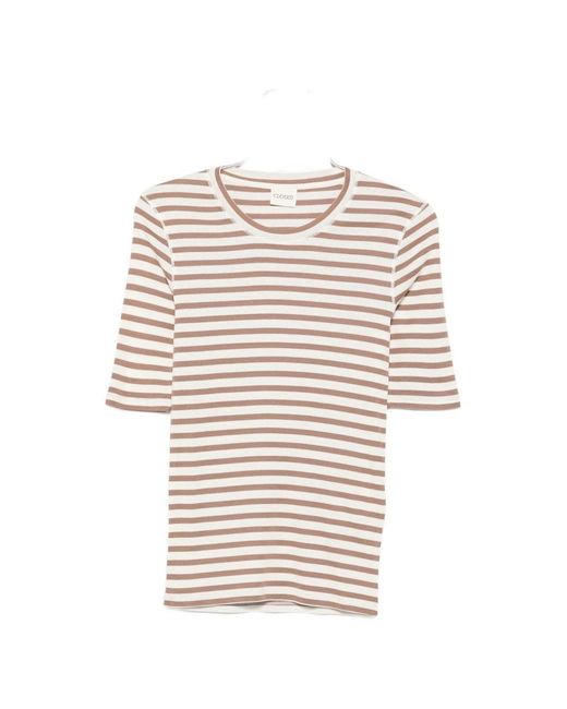 Closed White Cotton Blend Striped T-Shirt